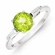 Sterling Silver Peridot & CZ Ring