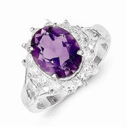 Sterling Silver Amethyst and CZ Ring