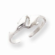 Sterling Silver Polished Dolphin Toe Ring