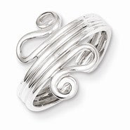 Sterling Silver Polished Scroll Toe Ring
