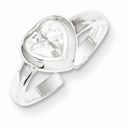Sterling Silver Heart CZ Toe Ring