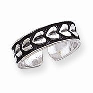 Sterling Silver Antiqued Heart Toe Ring