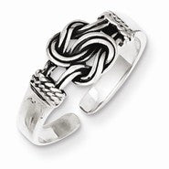 Sterling Silver Antiqued Love Knot Toe Ring