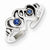 Sterling Silver Antiqued Blue CZ Heart Toe Ring