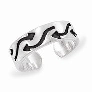 Sterling Silver Antiqued Wavy Arrow Toe Ring