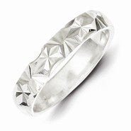 Sterling Silver 4mm Diamond-cut Wedding Band