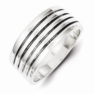 Sterling Silver Antiqued Ribbed Ring