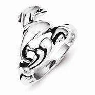 Sterling Silver Antiqued Dolphin Ring