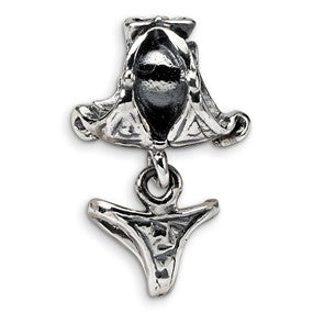 Sterling Silver Kids Swimsuit Dangle Bead Charm hide-image