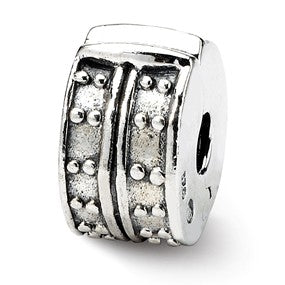 Sterling Silver Hinged Dotted Clip Bead Charm hide-image