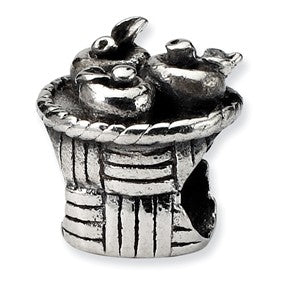Sterling Silver Kids Apple Basket Bead Charm hide-image