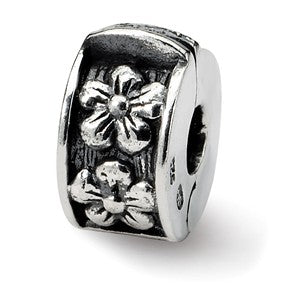 Sterling Silver Hinged Floral Clip Bead Charm hide-image