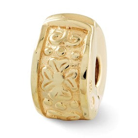 Gold Plated Hinged Floral Clip Bead Charm hide-image