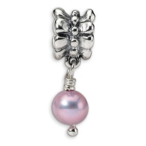 Sterling Silver Lavender FW. Cultured Pearl Dangle Bead Charm hide-image