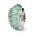 Green/Blue Hand-blown Glass Charm Bead in Sterling Silver