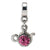 Pink Swarovski Elements Teapot Charm Dangle Bead in Sterling Silver