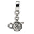 Clear Swarovski Elements Teapot Charm Dangle Bead in Sterling Silver