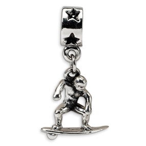 Sterling Silver Surfer Dangle Bead Charm hide-image