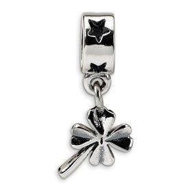 Sterling Silver 4-leaf Clover Dangle Bead Charm hide-image