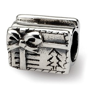 Sterling Silver Kids Christmas Present Bead Charm hide-image