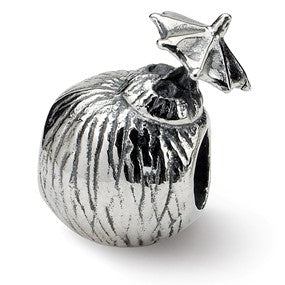 Sterling Silver Coconut Drink Bead Charm hide-image
