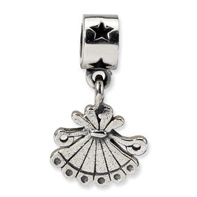 Sterling Silver Kids Fan Dangle Bead Charm hide-image