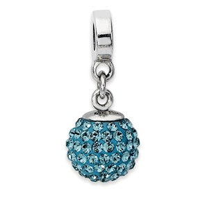 Sterling Silver Dec Swarovski Elements Ball Dangle Bead Charm hide-image