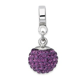 Sterling Silver Feb Swarovski Elements Ball Dangle Bead Charm hide-image