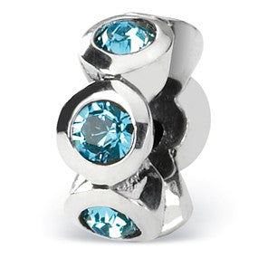 Sterling Silver March Swarovski Elements Birthstone Bead Charm hide-image