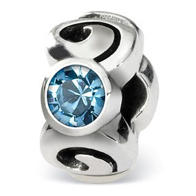 Sterling Silver March Swarovski Elements Birthstone Bead Charm hide-image