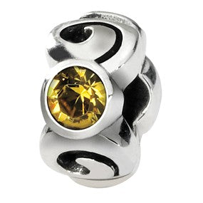 Sterling Silver Nov Swarovski Elements Birthstone Bead Charm hide-image