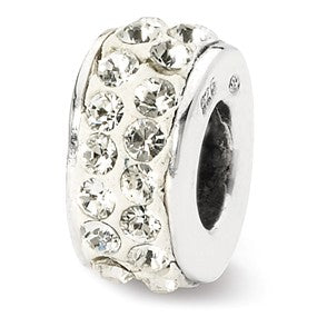 Sterling Silver April Double Row Swarovski Elements Bead Charm hide-image