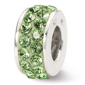 Sterling Silver Aug Double Row Swarovski Elements Bead Charm hide-image