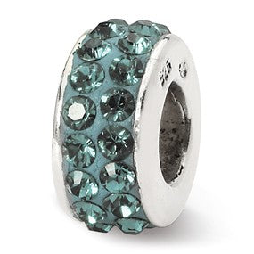 Sterling Silver Dec Double Row Swarovski Elements Bead Charm hide-image