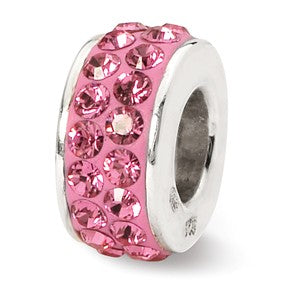 Sterling Silver Oct Double Row Swarovski Elements Bead Charm hide-image