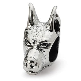 Sterling Silver Doberman Pinscher Head Bead Charm hide-image