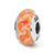 White/Orange Swirls Hand-blown Glass Charm Bead in Sterling Silver