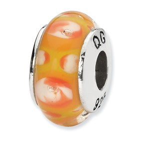 Sterling Silver Yellow/Orange Hand-blown Glass Bead Charm hide-image