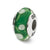 Green/White Floral Hand-blown Glass Charm Bead in Sterling Silver