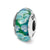 Blue/White Floral Hand-blown Glass Charm Bead in Sterling Silver