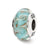 White/Blue Swirl Hand-blown Glass Charm Bead in Sterling Silver
