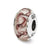 White/Mauve Swirl Hand-blown Glass Charm Bead in Sterling Silver