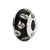Black/Purple Floral Hand-blown Glass Charm Bead in Sterling Silver