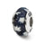 Blue/White Stars Hand-blown Glass Charm Bead in Sterling Silver