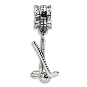 Sterling Silver Golf Clubs and Ball Dangle Bead Charm hide-image