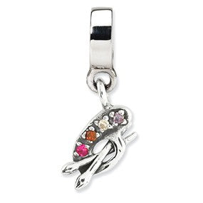 Sterling Silver Artist Palette CZ Dangle Bead Charm hide-image