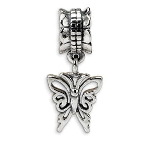 Sterling Silver Butterfly Dangle Bead Charm hide-image