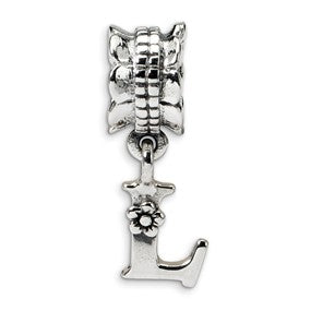 Sterling Silver Letter L Dangle Bead Charm hide-image