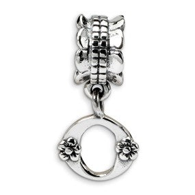 Sterling Silver Letter O Dangle Bead Charm hide-image