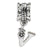 Letter V Charm Dangle Bead in Sterling Silver